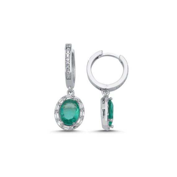 Paraiba Baget Zirkon Taşlı Oval & Halo Hagi Küpe - 1