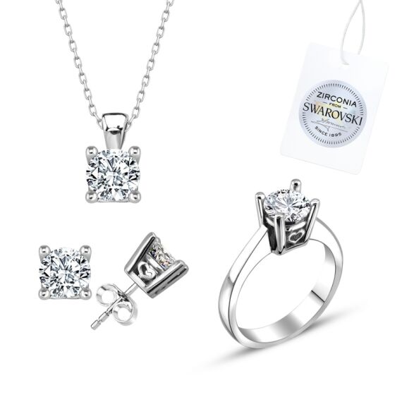 Swarovski Zirconia Taşlı Tektaş Set - 1